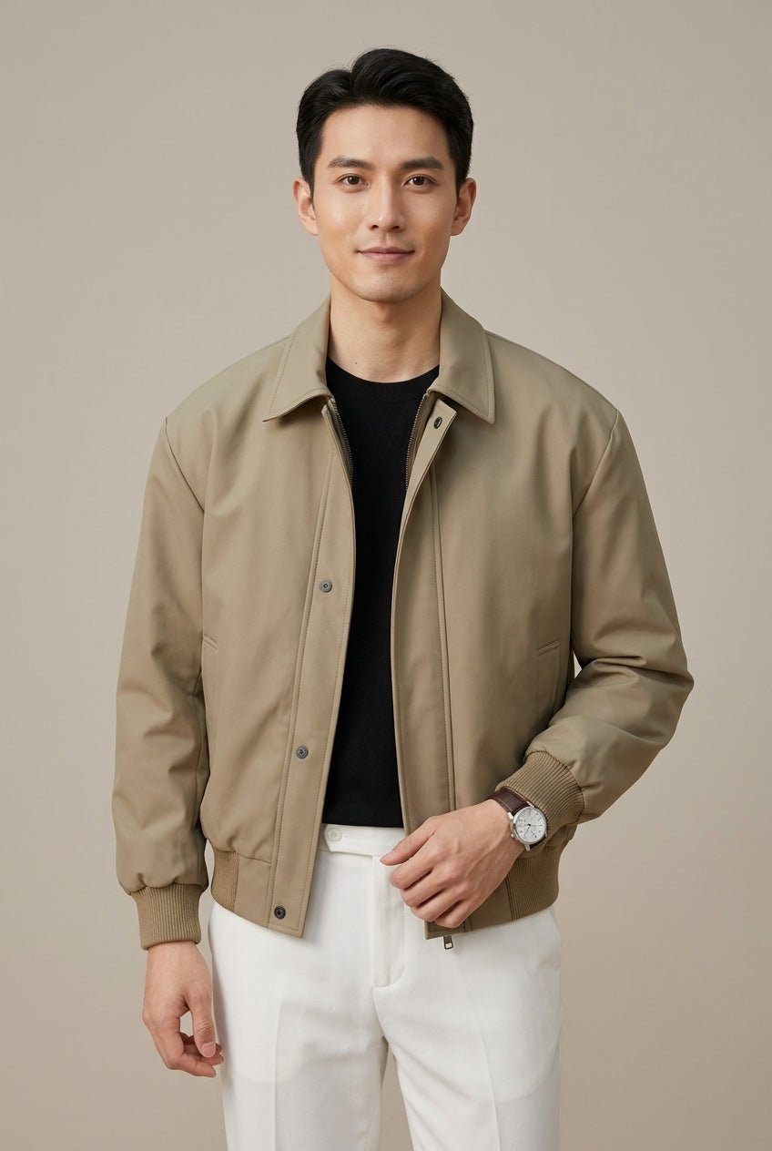 Kurtka Męska | Dopasowany krój z zamkiem błyskawicznym i kołnierzem - Arkadya Outlet - Jackets