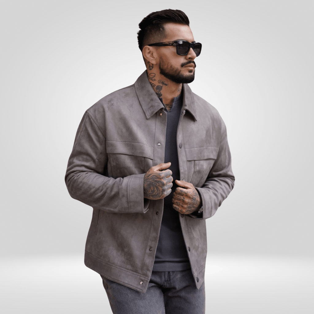 Kurtka Męska | Dopasowany Krój z Zatrzaskami i Kieszeniami - Arkadya Outlet - Jackets