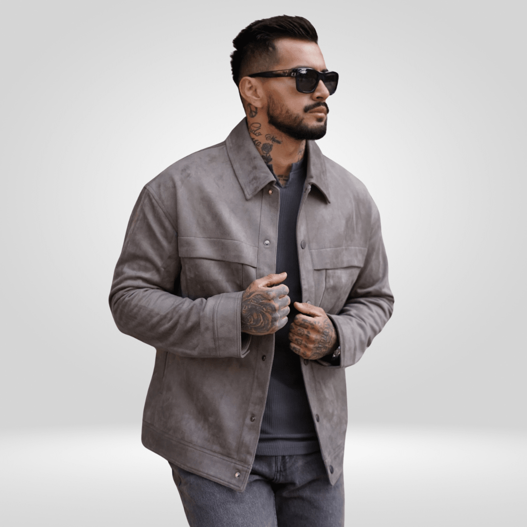 Kurtka Męska | Dopasowany Krój z Zatrzaskami i Kieszeniami - Arkadya Outlet - Jackets