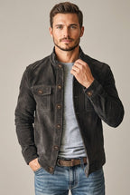 Kurtka Męska | Krój dopasowany ze stójką i guzikami z przodu - Arkadya Outlet - Jackets