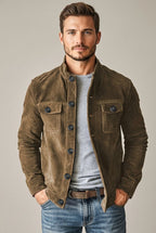Kurtka Męska | Krój dopasowany ze stójką i guzikami z przodu - Arkadya Outlet - Jackets