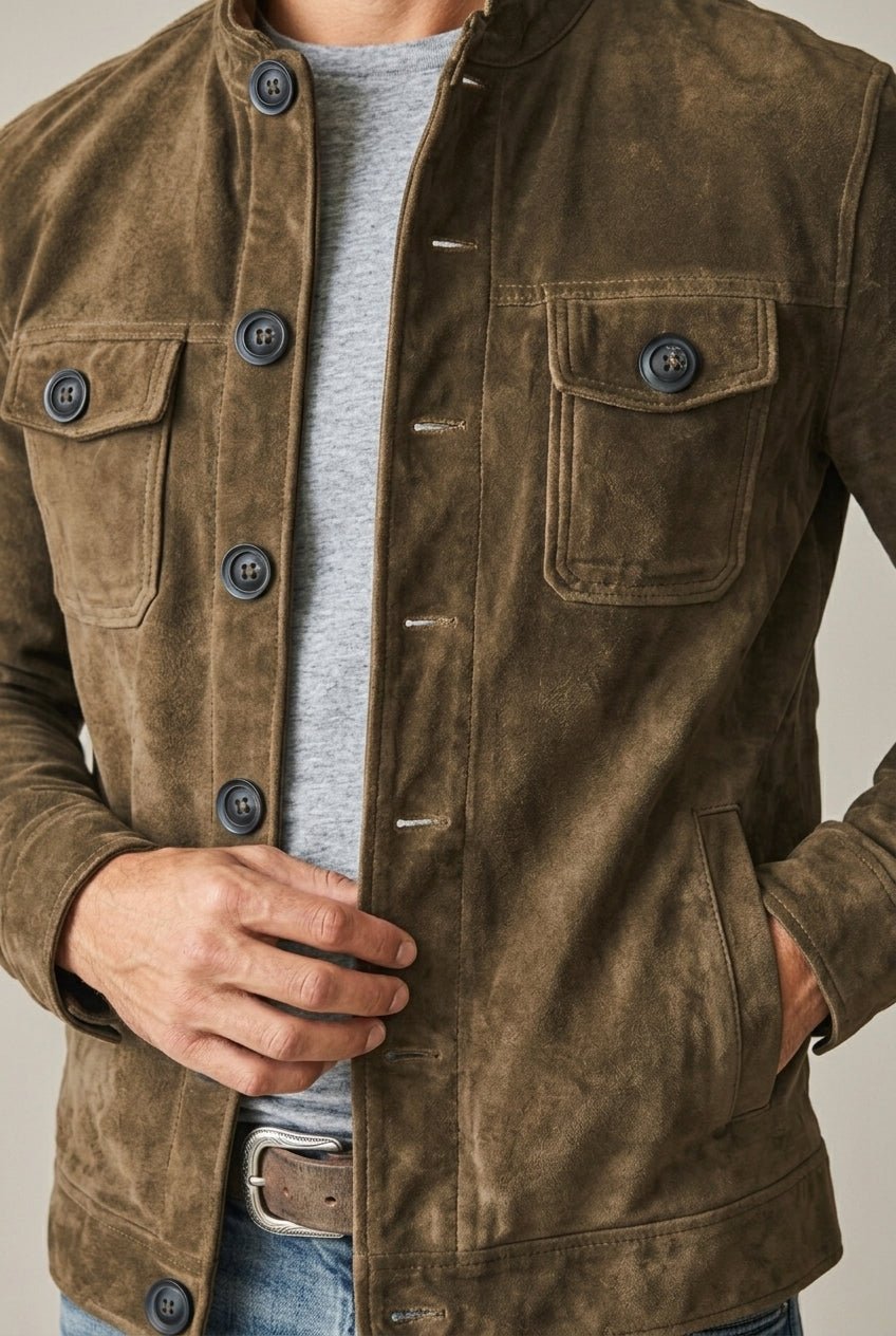 Kurtka Męska | Krój dopasowany ze stójką i guzikami z przodu - Arkadya Outlet - Jackets