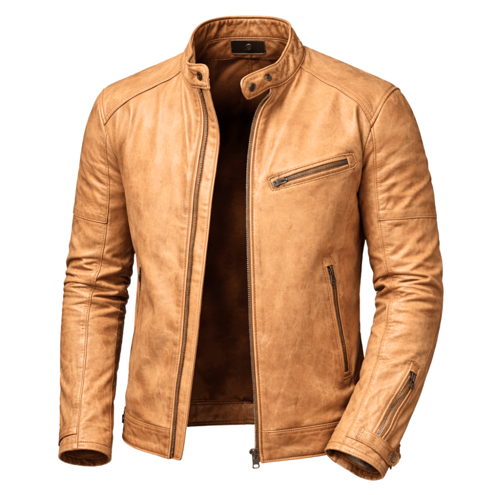 Kurtka męska krój slim styl motocyklowy kołnierz napy kieszenie - Arkadya Outlet - Men Jacket