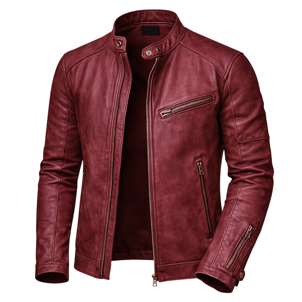 Kurtka męska krój slim styl motocyklowy kołnierz napy kieszenie - Arkadya Outlet - Men Jacket