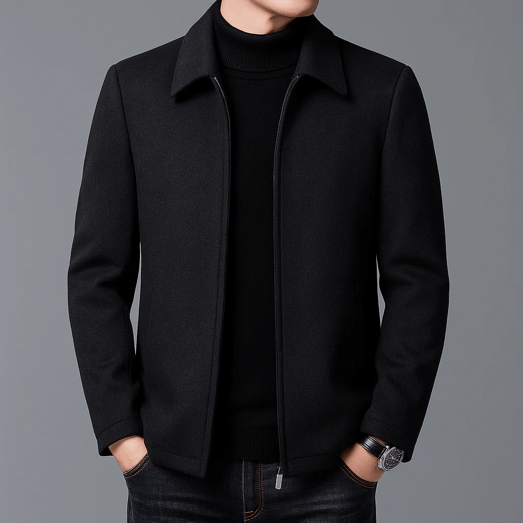 Kurtka Męska | Krój slim z zamkiem i kołnierzem rozłożonym - Arkadya Outlet - Jackets