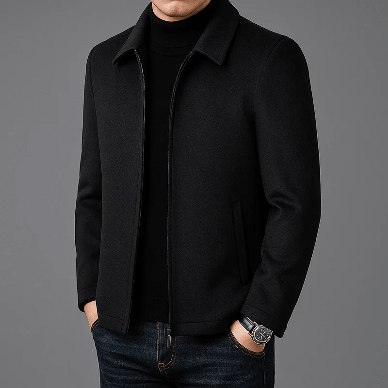 Kurtka Męska | Krój slim z zamkiem i kołnierzem rozłożonym - Arkadya Outlet - Jackets