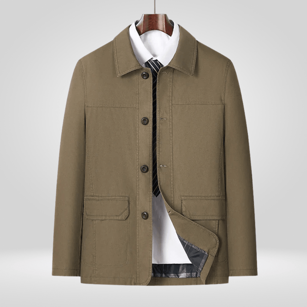 Kurtka Męska | Luźny Krój z Zapięciem na Guziki na Wiosnę - Arkadya Outlet - Jackets