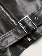Kurtka Męska Motocyklowa | Asymetryczny zamek i pasek w talii - Arkadya Outlet - Jackets