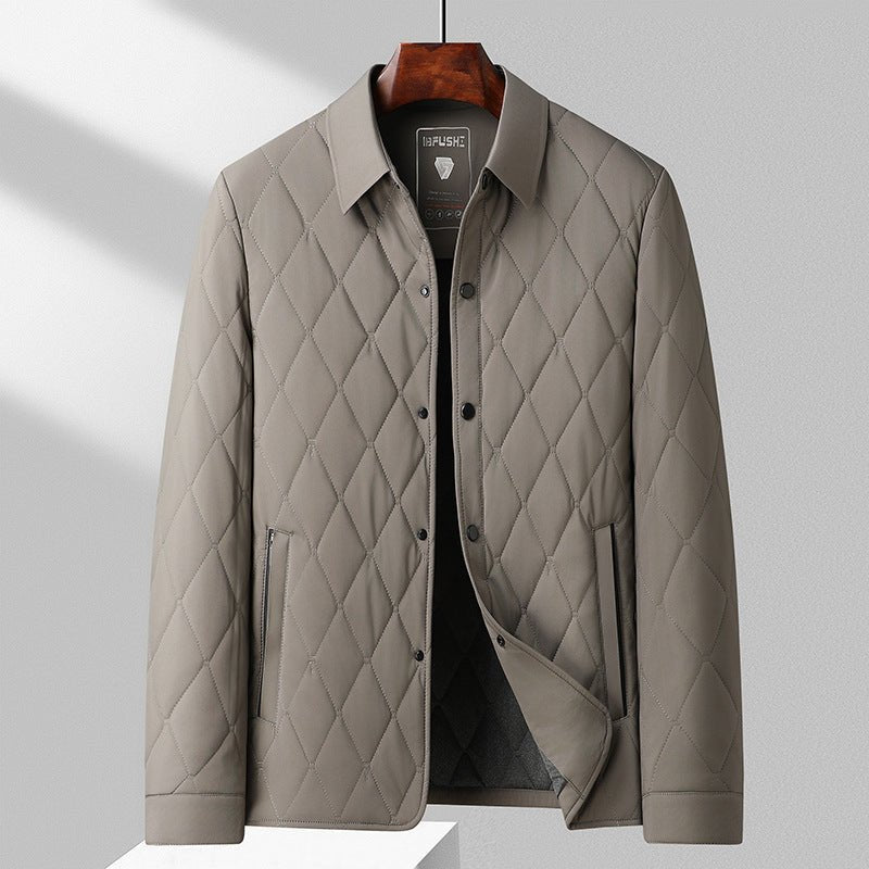Kurtka Męska | Pikowana z kołnierzem i kieszeniami na zamek - Arkadya Outlet - Jackets