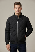 Kurtka Męska | Pikowany wzór z podszewką z polaru i stójką - Arkadya Outlet - Jackets