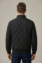 Kurtka Męska | Pikowany wzór z podszewką z polaru i stójką - Arkadya Outlet - Jackets
