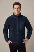 Kurtka Męska | Polarowy Zamek z Kontrastowymi Panelami na Rękawach - Arkadya Outlet - Jackets
