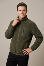 Kurtka Męska | Polarowy Zamek z Kontrastowymi Panelami na Rękawach - Arkadya Outlet - Jackets