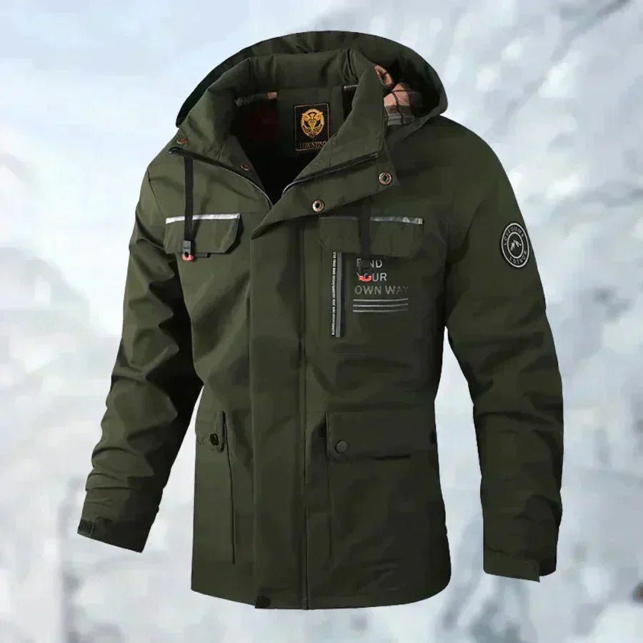 Kurtka Męska Przeciwdeszczowa | Kaptur i Regulowane Mankiety - Arkadya Outlet - Jackets
