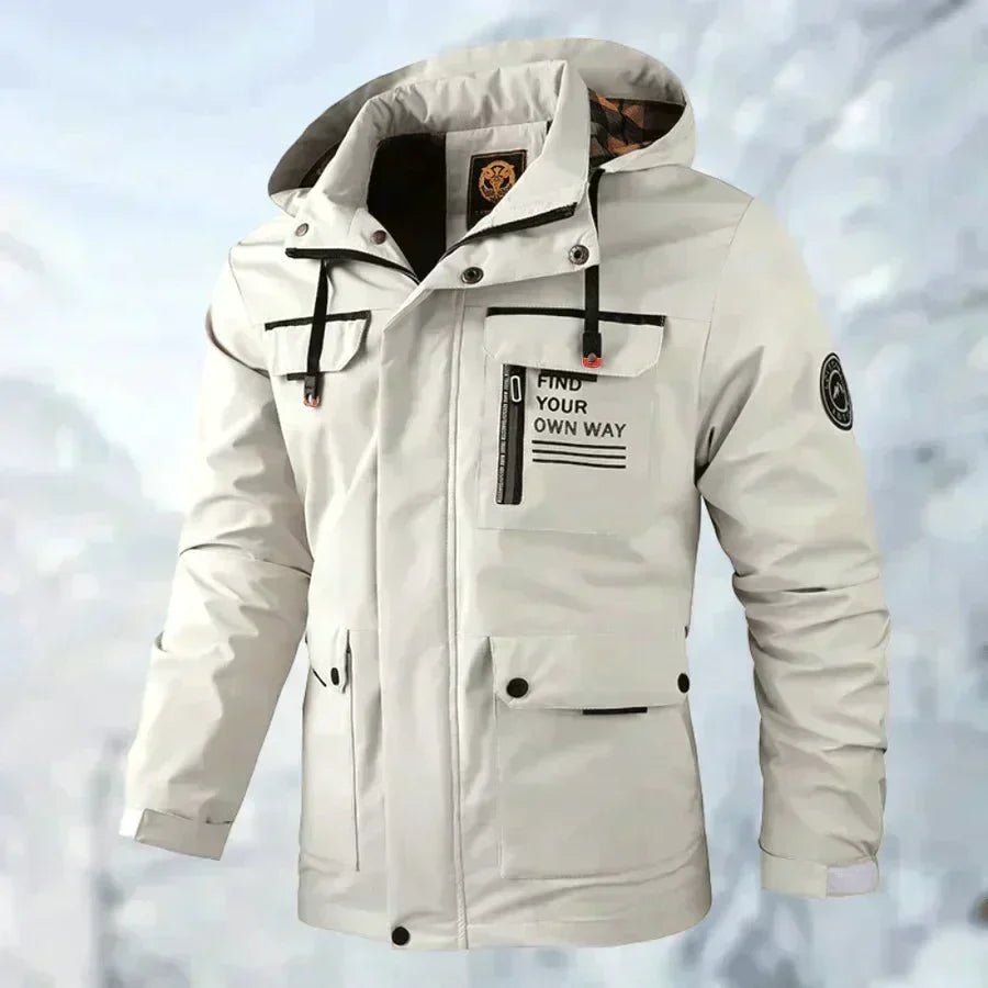 Kurtka Męska Przeciwdeszczowa | Kaptur i Regulowane Mankiety - Arkadya Outlet - Jackets