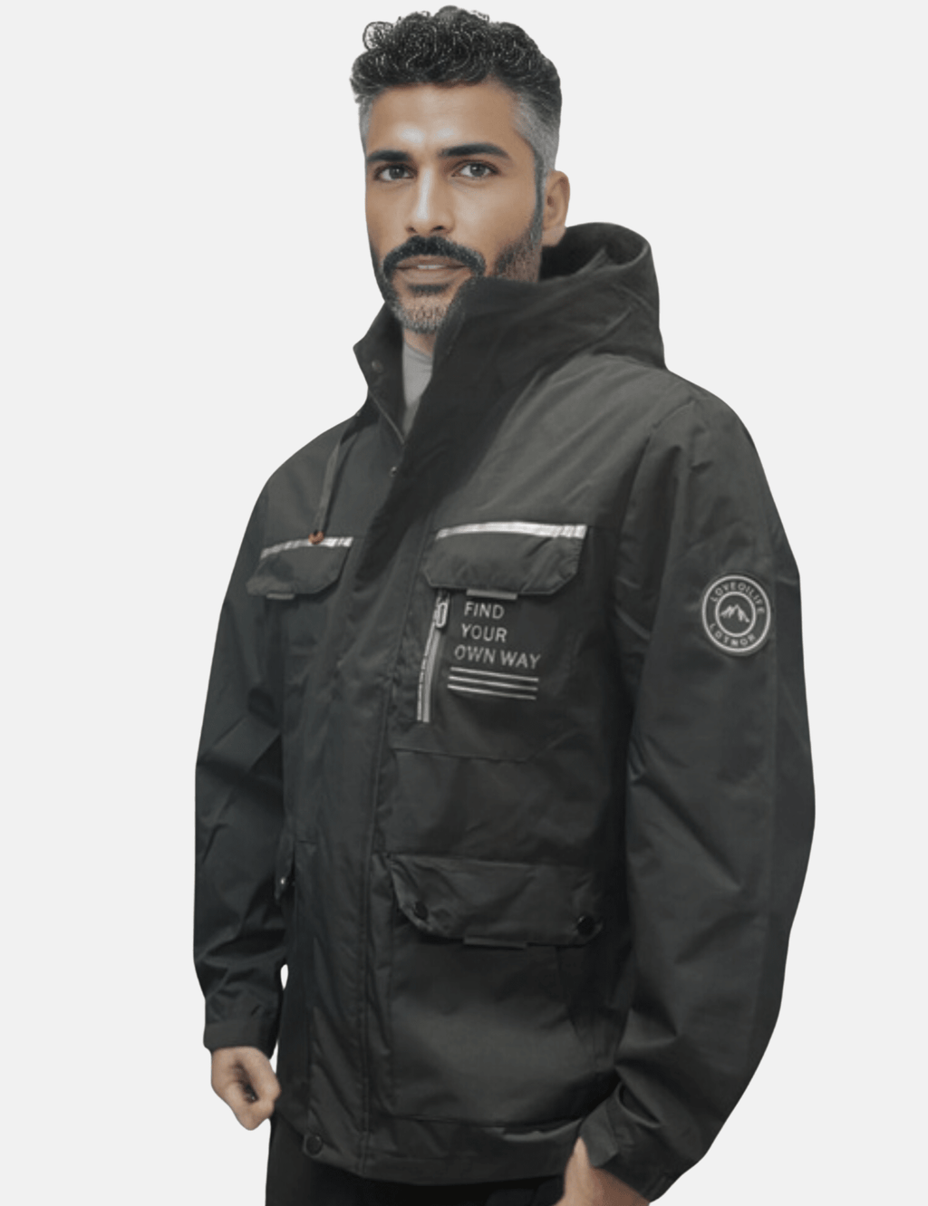 Kurtka Męska Przeciwdeszczowa | Kaptur i Regulowane Mankiety - Arkadya Outlet - Jackets
