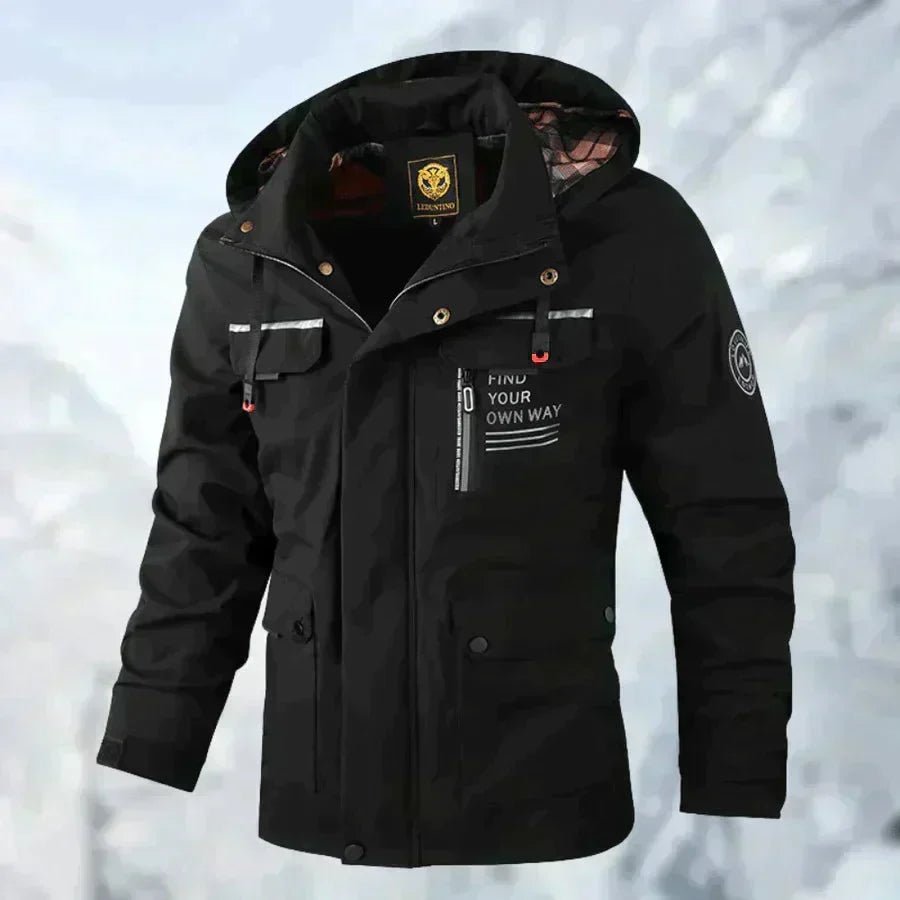 Kurtka Męska Przeciwdeszczowa | Kaptur i Regulowane Mankiety - Arkadya Outlet - Jackets