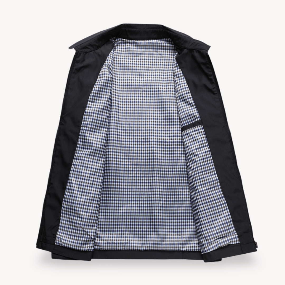Kurtka Męska Przeciwdeszczowa | Regularny krój z kapturem i zamkiem - Arkadya Outlet - Jackets