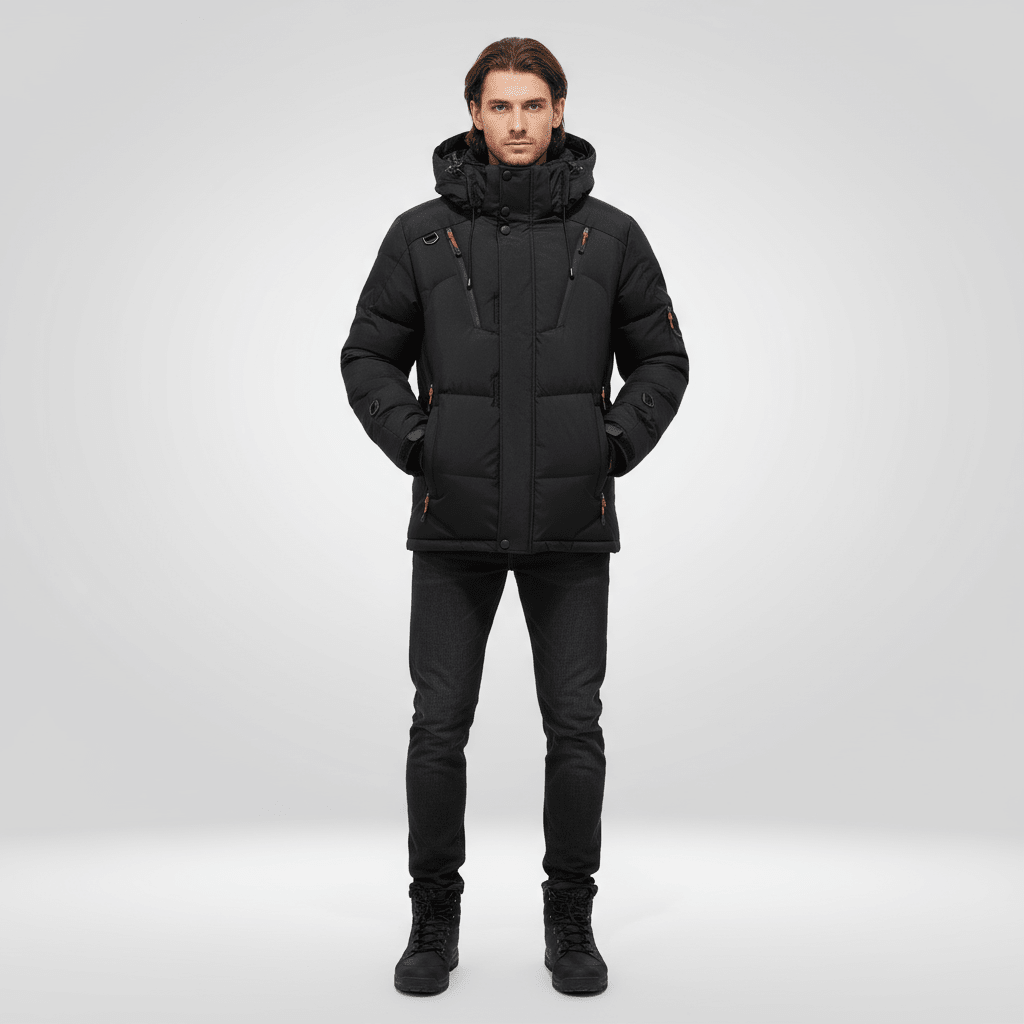 Kurtka Męska Puchowa | Luźny Krój i Zamek na Całej Długości - Arkadya Outlet - Jackets