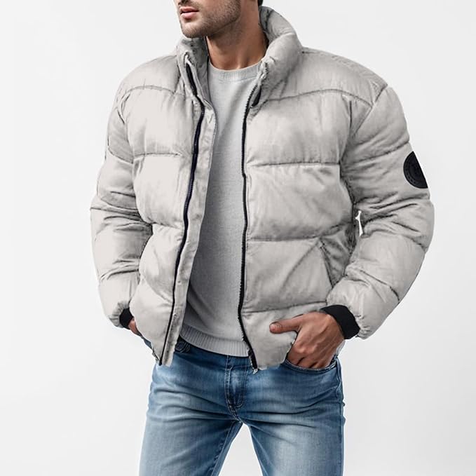 Kurtka Męska | Puchowa z Suwakiem na Całej Długości - Arkadya Outlet - Jackets