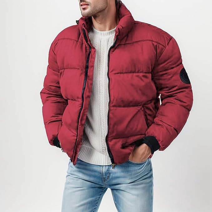 Kurtka Męska | Puchowa z Suwakiem na Całej Długości - Arkadya Outlet - Jackets