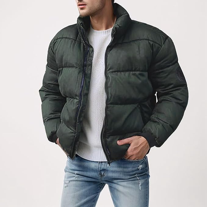 Kurtka Męska | Puchowa z Suwakiem na Całej Długości - Arkadya Outlet - Jackets