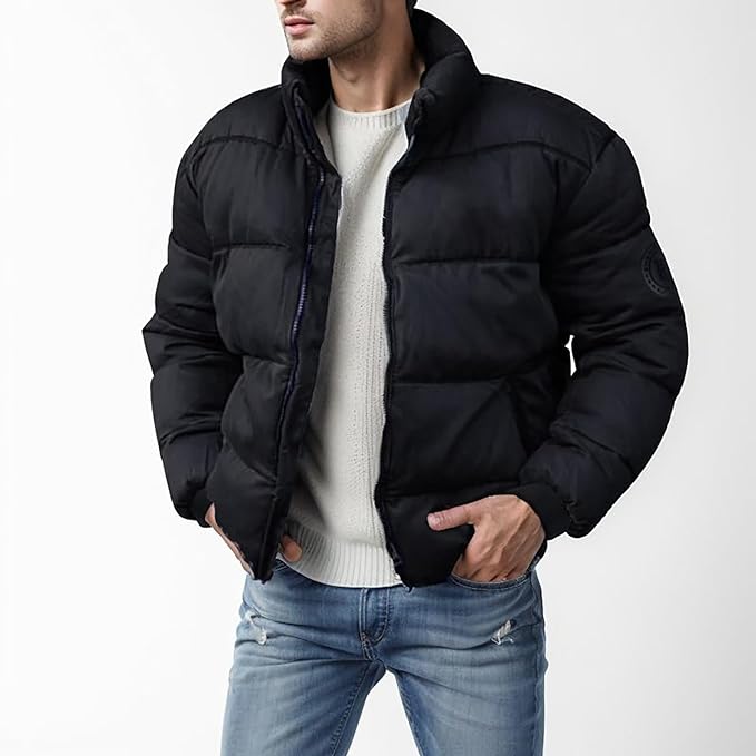 Kurtka Męska | Puchowa z Suwakiem na Całej Długości - Arkadya Outlet - Jackets