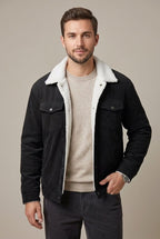 Kurtka Męska | Regularny krój z podszewką sherpa i zatrzaskami - Arkadya Outlet - Jackets