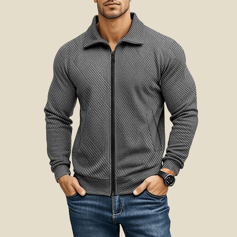 Kurtka Męska | Regularny Krój z Zamkiem i Kieszeniami Skośnymi - Arkadya Outlet - Jackets