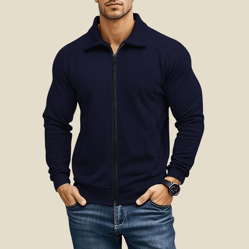 Kurtka Męska | Regularny Krój z Zamkiem i Kieszeniami Skośnymi - Arkadya Outlet - Jackets