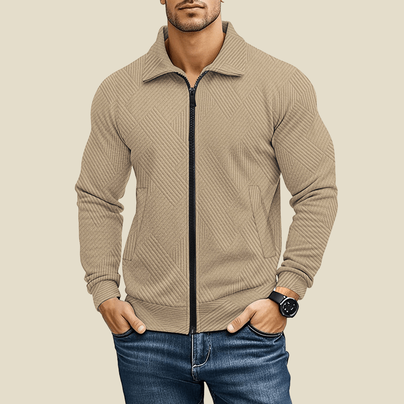 Kurtka Męska | Regularny Krój z Zamkiem i Kieszeniami Skośnymi - Arkadya Outlet - Jackets