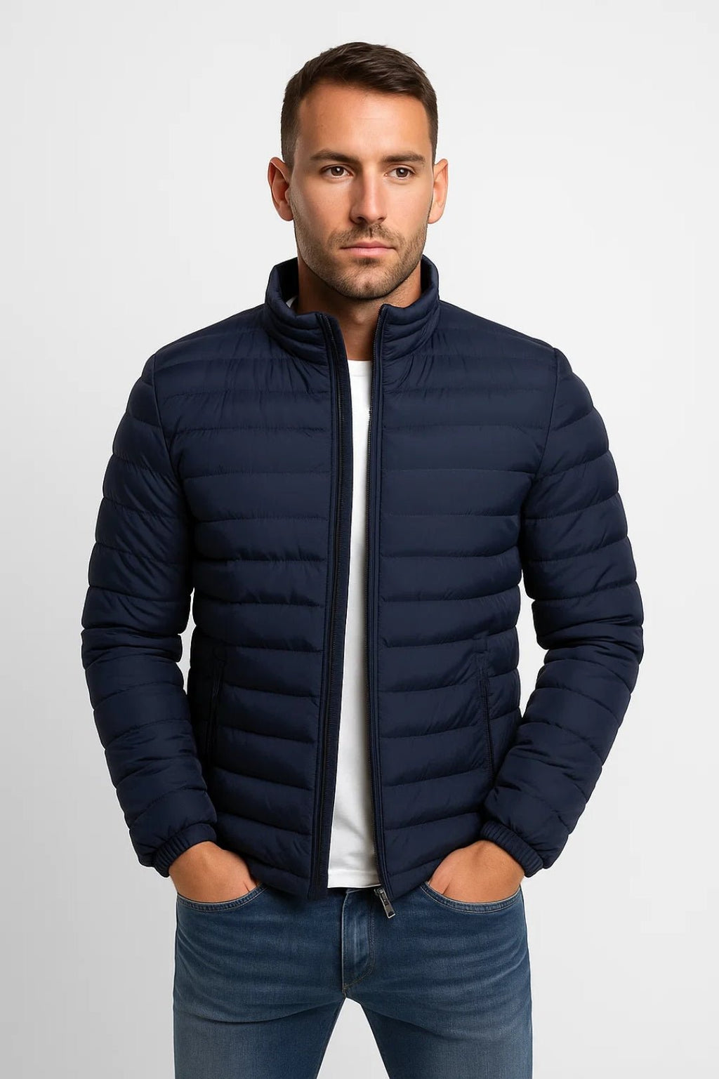 Kurtka Męska z Pikowanej Tkaniny | Zamek na Całej Długości - Arkadya Outlet - Jackets