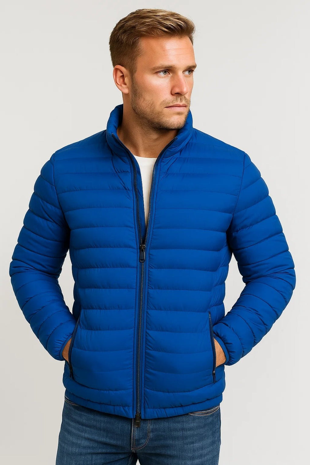 Kurtka Męska z Pikowanej Tkaniny | Zamek na Całej Długości - Arkadya Outlet - Jackets