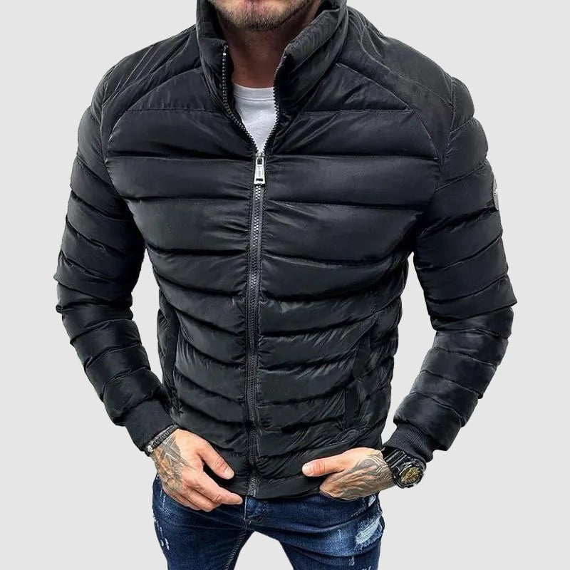 Kurtka Męska z Pikowaniem | Zamek i Kołnierz Stójka na Co Dzień - Arkadya Outlet - Jackets
