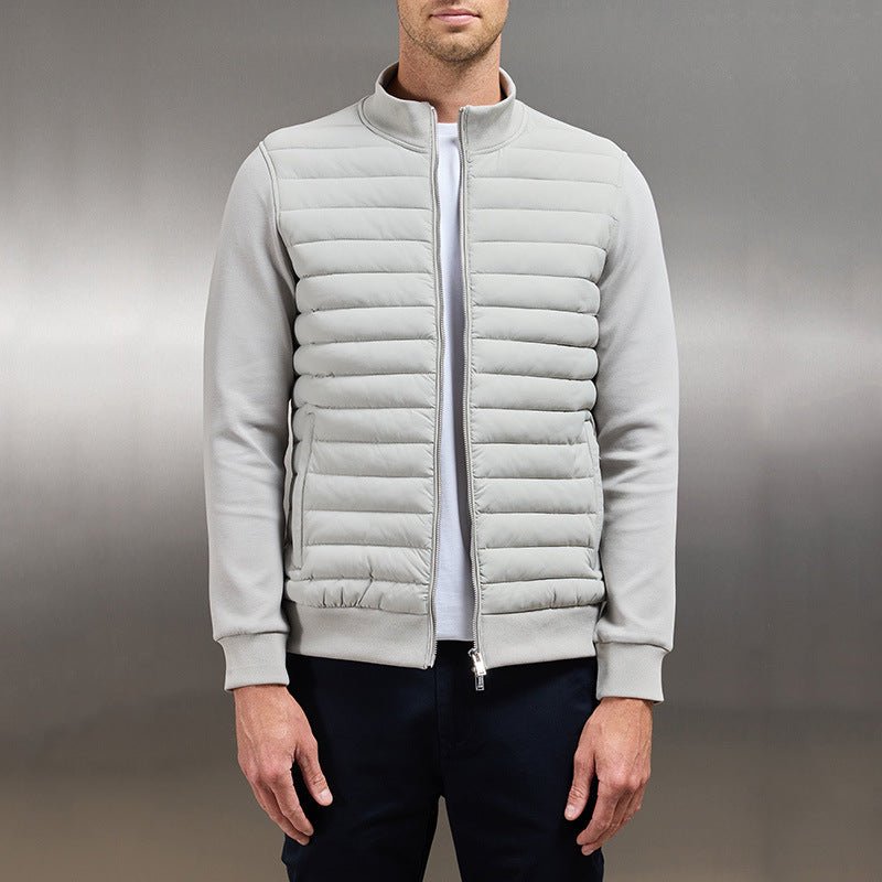 Kurtka Męska | Zamek Błyskawiczny i Pikowone Panele z Kołnierzem - Arkadya Outlet - Jackets