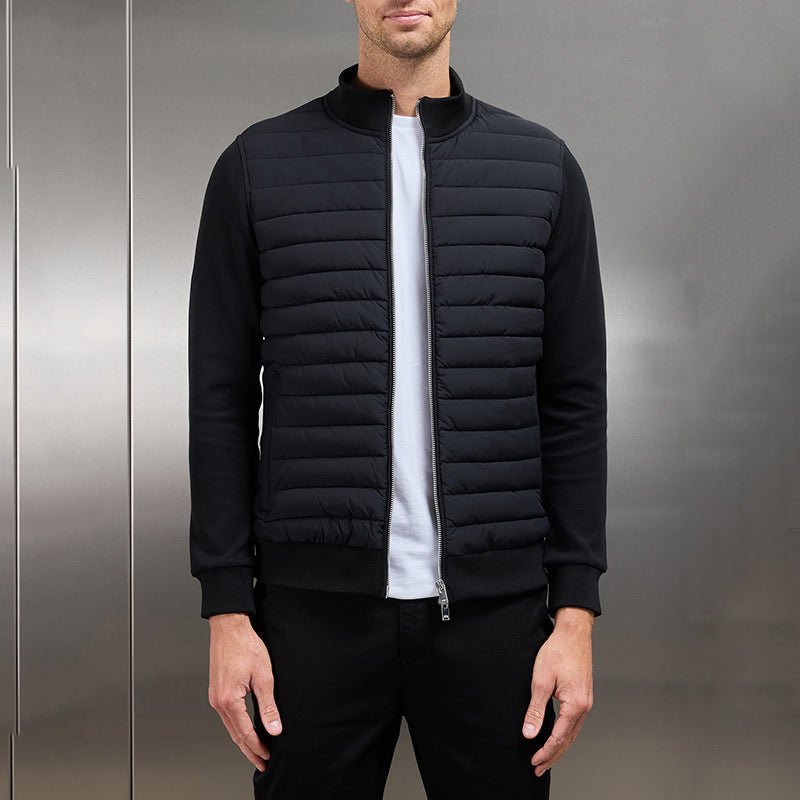 Kurtka Męska | Zamek Błyskawiczny i Pikowone Panele z Kołnierzem - Arkadya Outlet - Jackets