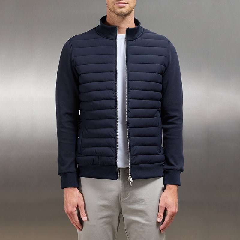 Kurtka Męska | Zamek Błyskawiczny i Pikowone Panele z Kołnierzem - Arkadya Outlet - Jackets