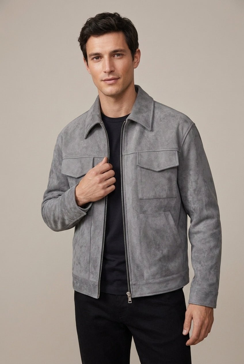 Kurtka Męska | Zamek na całej długości i kołnierz szpic - Arkadya Outlet - Jackets