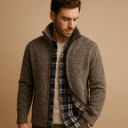 Kurtka Męska ze Splotem | Wzór Cable Knit z Podszewką Wewnętrzną - Arkadya Outlet - Jackets