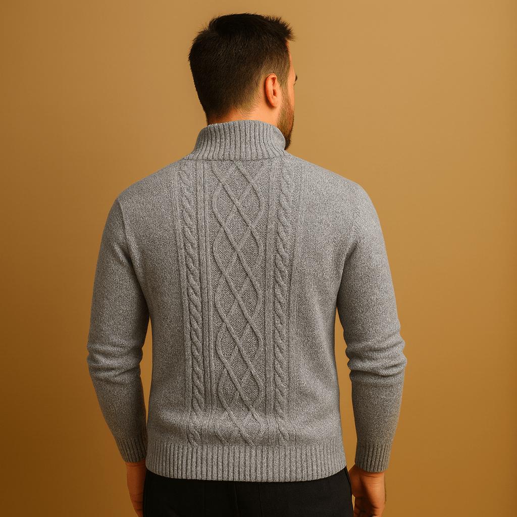 Kurtka Męska ze Splotem | Wzór Cable Knit z Podszewką Wewnętrzną - Arkadya Outlet - Jackets
