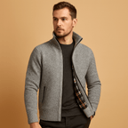 Kurtka Męska ze Splotem | Wzór Cable Knit z Podszewką Wewnętrzną - Arkadya Outlet - Jackets