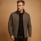 Kurtka Męska ze Splotem | Wzór Cable Knit z Podszewką Wewnętrzną - Arkadya Outlet - Jackets