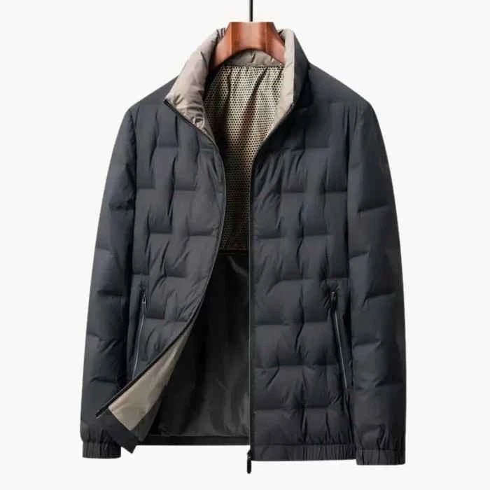 Kurtka Męska ze Stójką | Pikowana z Zamkiem na Całej Długości - Arkadya Outlet - Jackets