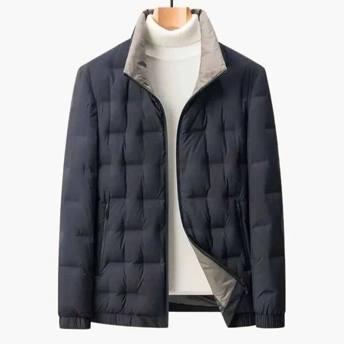 Kurtka Męska ze Stójką | Pikowana z Zamkiem na Całej Długości - Arkadya Outlet - Jackets