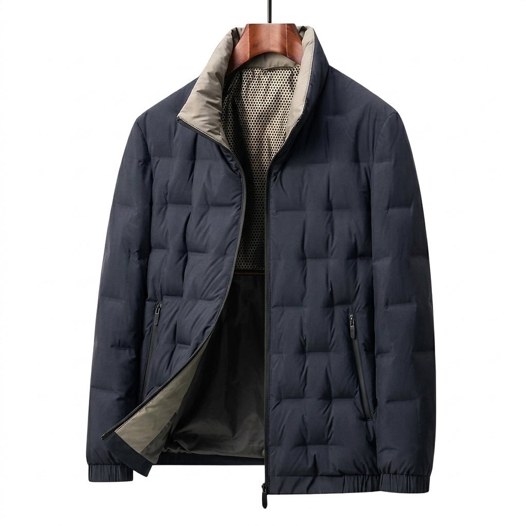 Kurtka Męska ze Stójką | Pikowana z Zamkiem na Całej Długości - Arkadya Outlet - Jackets