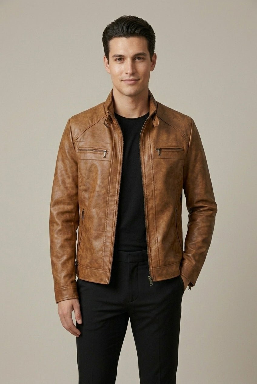 Kurtka Męska ze Stójką | Zamek z Pikowaniem na Ramionach - Arkadya Outlet - Jackets