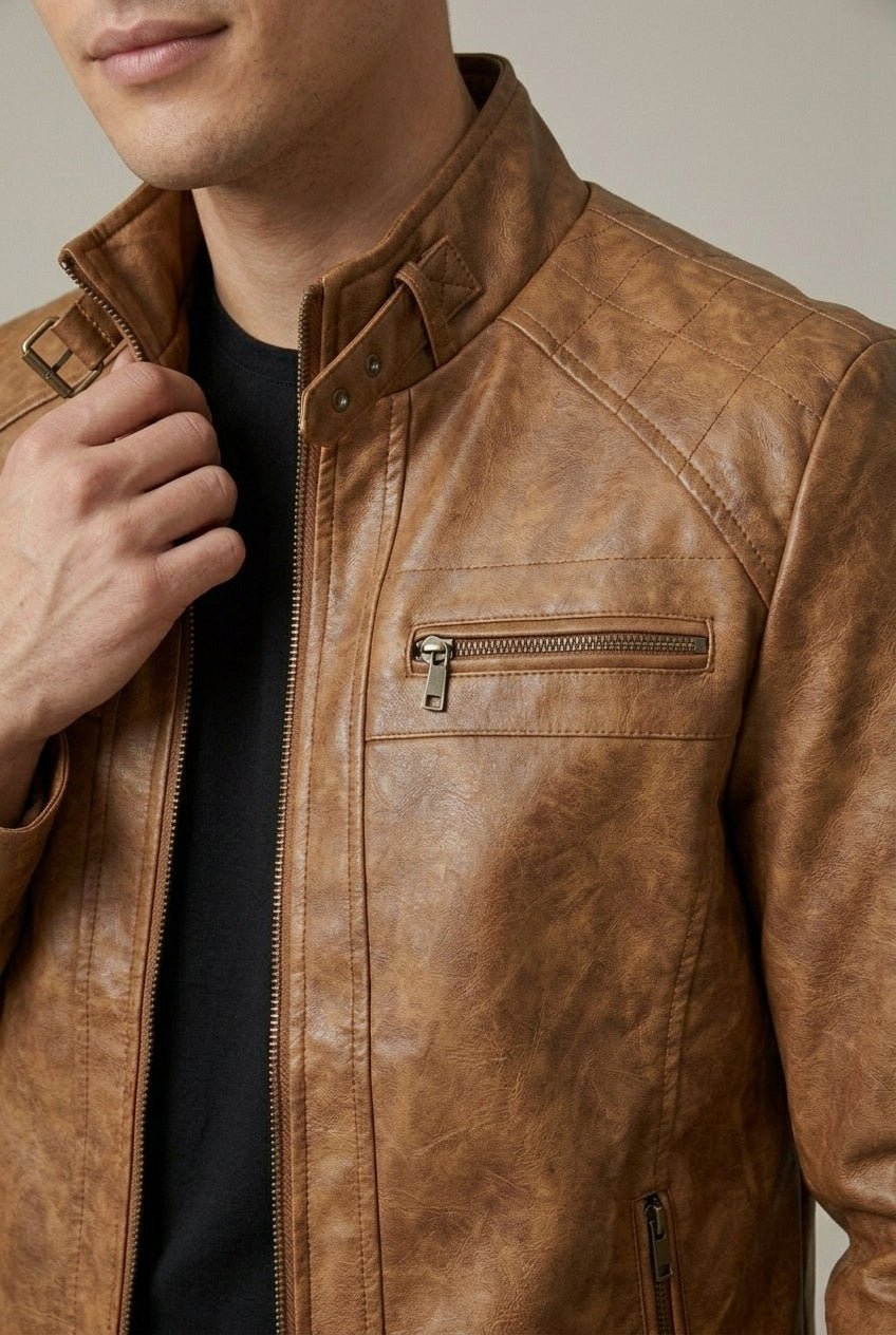 Kurtka Męska ze Stójką | Zamek z Pikowaniem na Ramionach - Arkadya Outlet - Jackets