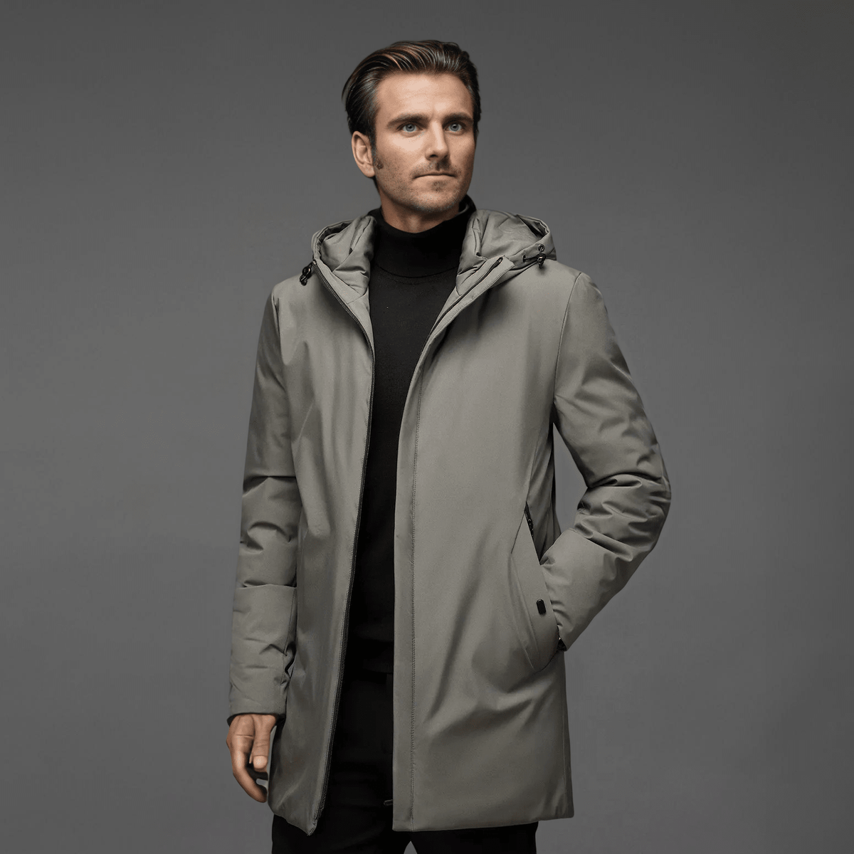 Kurtka Męska Zimowa | Kaptur i Pełne Zamknięcie na Zamek - Arkadya Outlet - Jackets