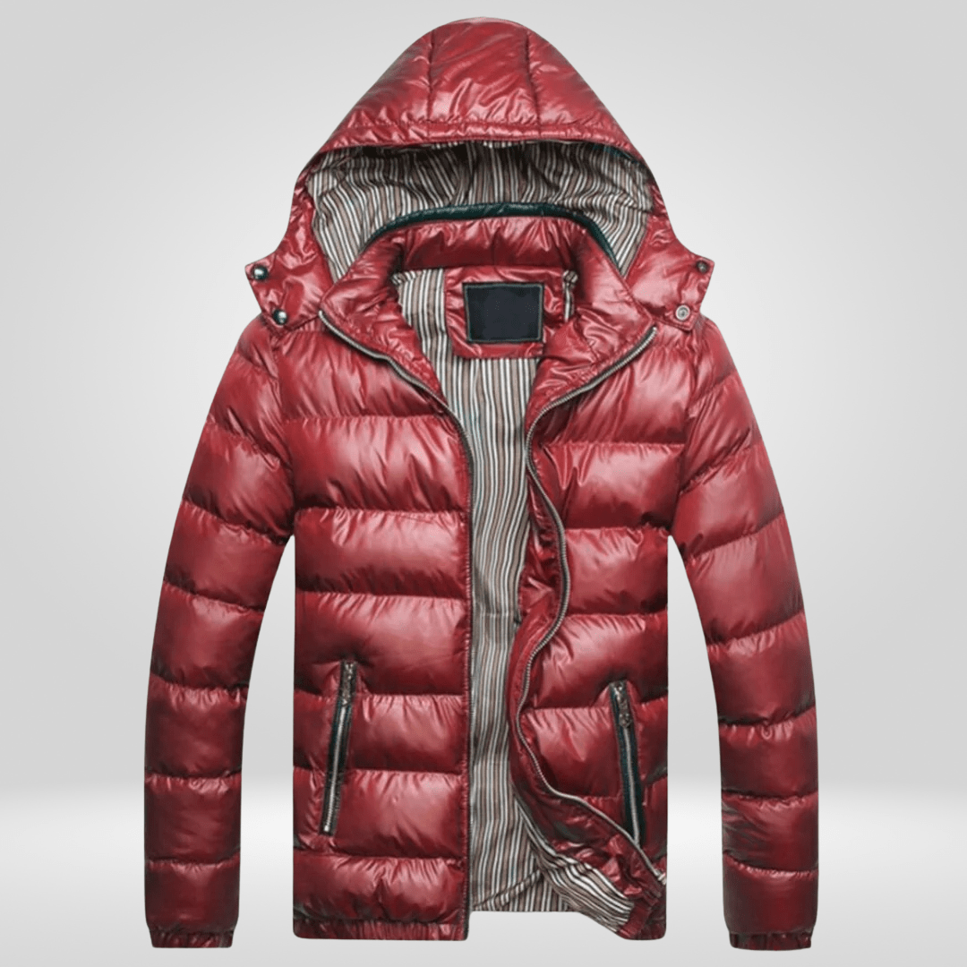 Kurtka Męska Zimowa | Pikowana z kapturem i zamkiem błyskawicznym - Arkadya Outlet - Jackets