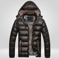 Kurtka Męska Zimowa | Pikowana z kapturem i zamkiem błyskawicznym - Arkadya Outlet - Jackets